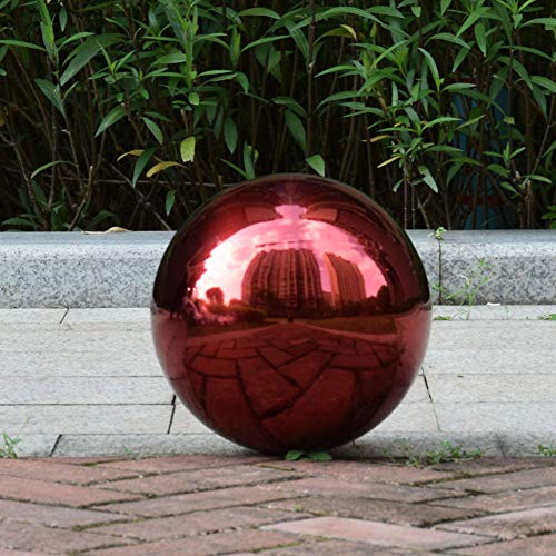 OXSNice 6 inch Gazing Ball,Red Garden Sphere Mirror Globe Ball,Paint from Stainless Steel Hollow Ball,Polished Reflective Smooth Ball,Durable Shiny Decorations for Garden Patio Yard Home