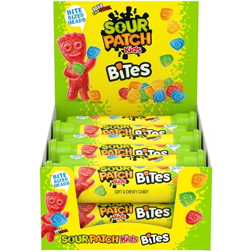 SOUR PATCH KIDS Bites Soft & Chewy Gummy Candy, Bulk Candy, 12-1.8 oz Tubes