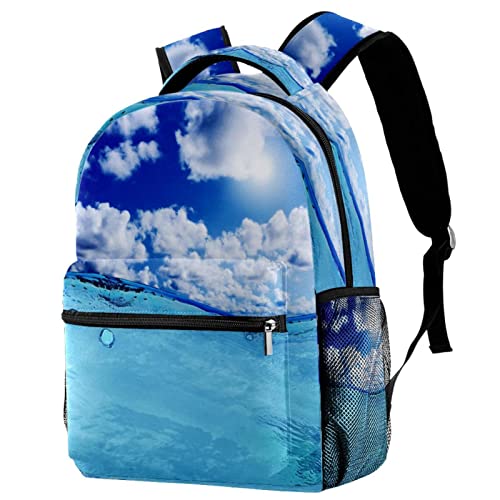 Sac à dos léger bleu mer ciel ensoleillé pour soulager le dos des écoliers