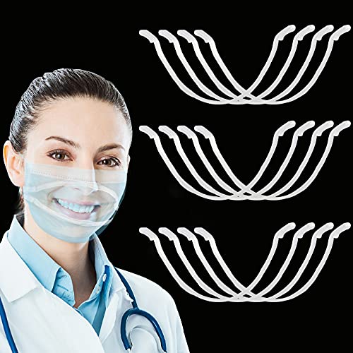 Mask Inserts For Breathing Room (12Pcs) TOOVREN Upgraded 3d Face Mask Bracket, Mask Guards For Under Mask, Mask Support Frame, Mask Brace, Mask Cage, Plastic U-Shaped Mask Support Strip for Men Women