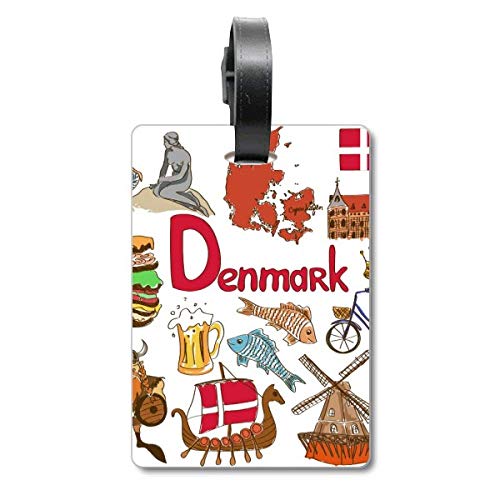Étiquette valise drapeau Danemark pour bagage de voyage