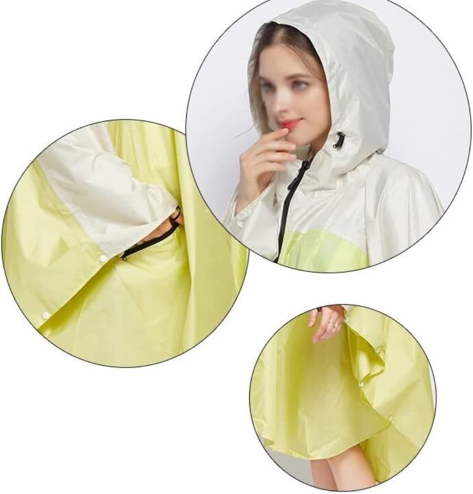IRYZE Poncho Lluvia Chubasqueros Poncho Para Mujer Chaqueta Impermeable Capa Con Capucha Cremallera Adecuado Para Senderismo Viajes Ciclismo Poncho Chubasquero