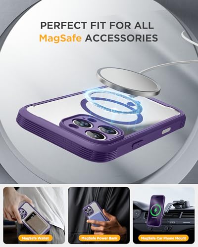 Image of Miracase Designed for iPhone 16 Pro Max Case 6.9'' [Compatible with MagSafe] Full-Body Phone case with Built-in Glass Screen Protector,Drop Proof 16 Pro Max Cover, Purple