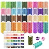 Skynzor 72-Teilig Nähgarn für Nähmaschine, Faden, Nähfaden con 72 Unterfadenspulen, Nähmaschinengarn Polyester, Garn Nähmaschine, Threads Nähgarne für Nähen, Reparatur, Buchbinden, Häkeln(36 Farben)