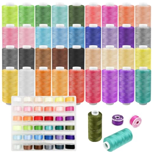 Skynzor 72 Piezas Hilos de Coser para Maquina, Bobinas de Hilo Poliéster, Bobinas para Máquina de Coser, Suministros de Costura Coloridos para Uso Diario, Tejer, Cosers a Mano(36 Colores Surtidos)