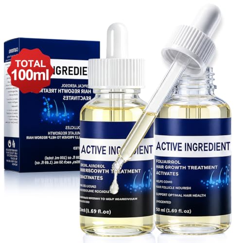 Serum Capilar Anticaída 2 x 50 ml, Hair Growth Serum con Biotina, Densificador Capilar Ligero para Hombre y Mujer, Serum Capilar Fortificante para Cabello Fino, Débil y Dañado, Azul