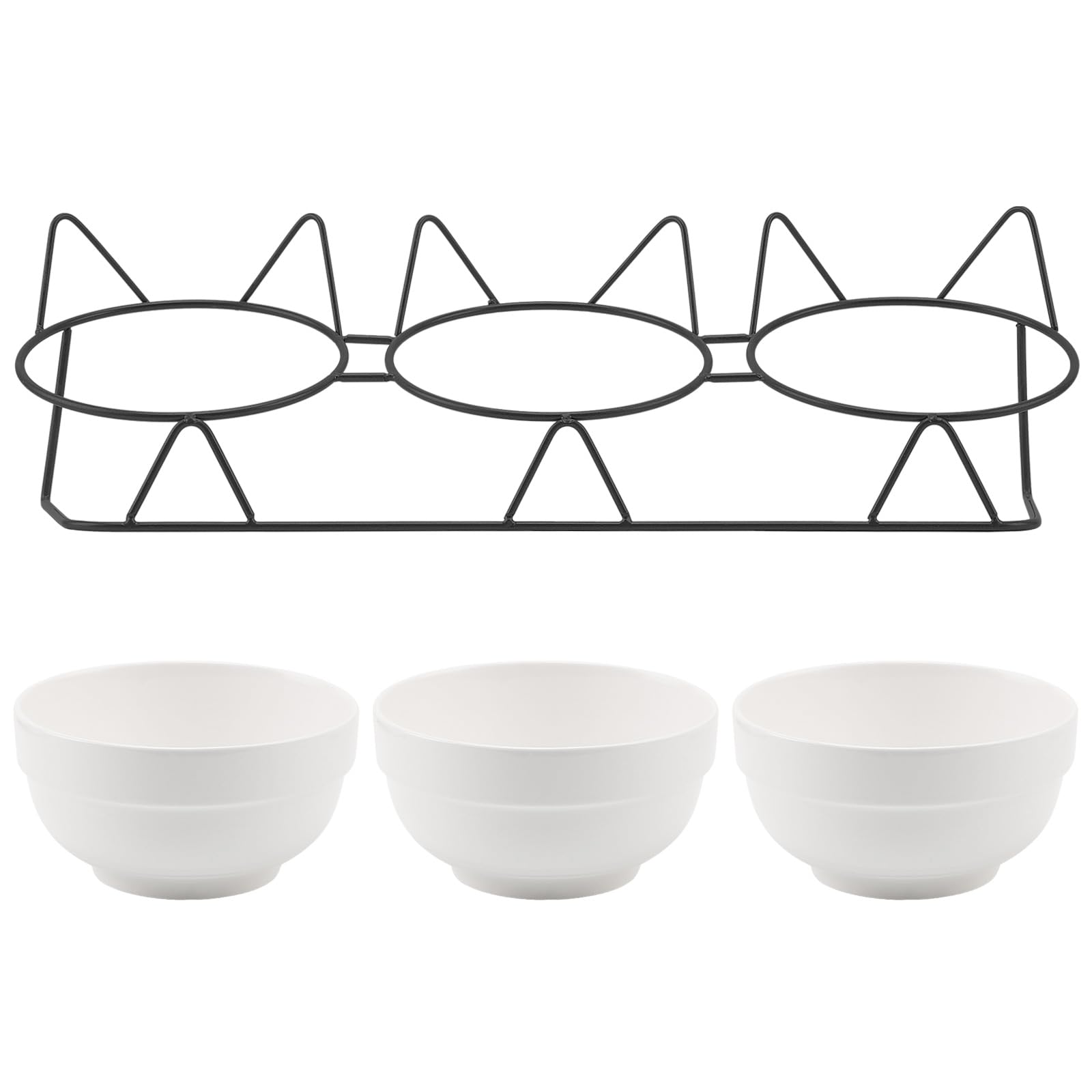 Set di 3 ciotole per gatti in ceramica,15° Inclinate Doppio Gatto Ciotola,con supporto,ciotola rialzata per gatti,inclinata,anti-vomito,per Cani Piccoli, Gattini