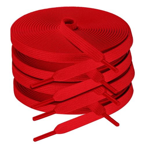 Maple&CA 4 Pairs of Flat Shoelaces for Sneakers Athletic Shoes Casual Sneakers and Converse High Tops Suitable for Kids and Adults (Red 45(114CM))