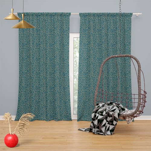 Image of ArtzFolio Spiral D2 | Blackout Curtain for Door, Window & Room | Rod Pocket & Tie Back | Velvet Fabric | Width 4.5feet (54inch) | Height 6 feet (72 inch); Single Piece