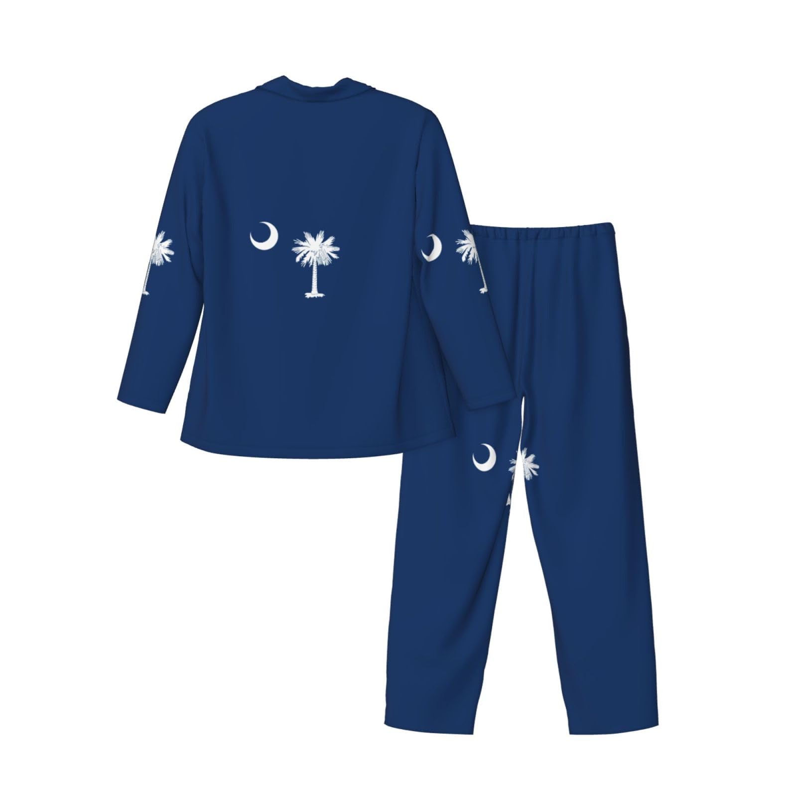 Herren-Schlafanzug-Set, Motiv: South Carolina Flagge, langärmelig, zweiteilig, bequem, Nachtwäsche