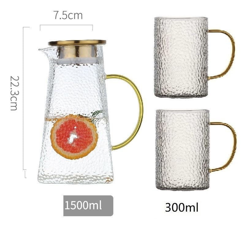 Elegancki 1.5ml o dużej pojemności przezroczysty szklany dzbanek na wodę z uchwytem żaroodporny zimny gorący czajnik dzbanek do herbaty butelka wody dzbanek do soku Zestaw czajników wodnych