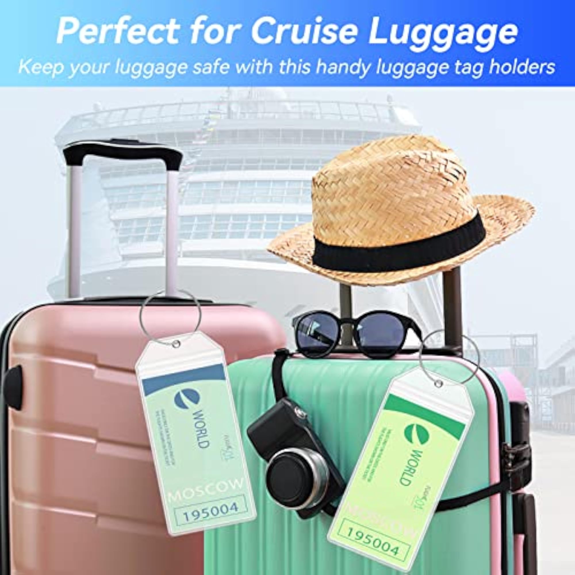 10 Pack Waterproof Cruise Luggage Tag Holders
