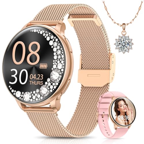 RUXINGX Reloj Inteligente Mujer, Redondo Elegante con Llamadas 5.3, Pantalla Táctil HD 1.27