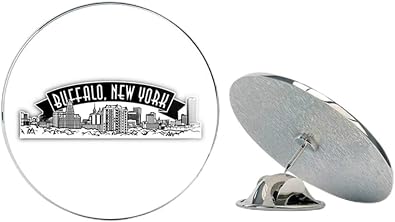 Buffalo New York City View Round Metal 0.75" Lapel Pin Hat Shirt Pin Tie Tack Pinback