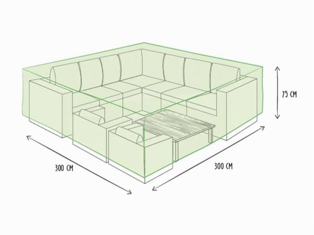 Perel Housse d'extérieur pour Ensemble de Jardin, Gris, rectangulaire, 300 cm x 300 cm x 75 cm