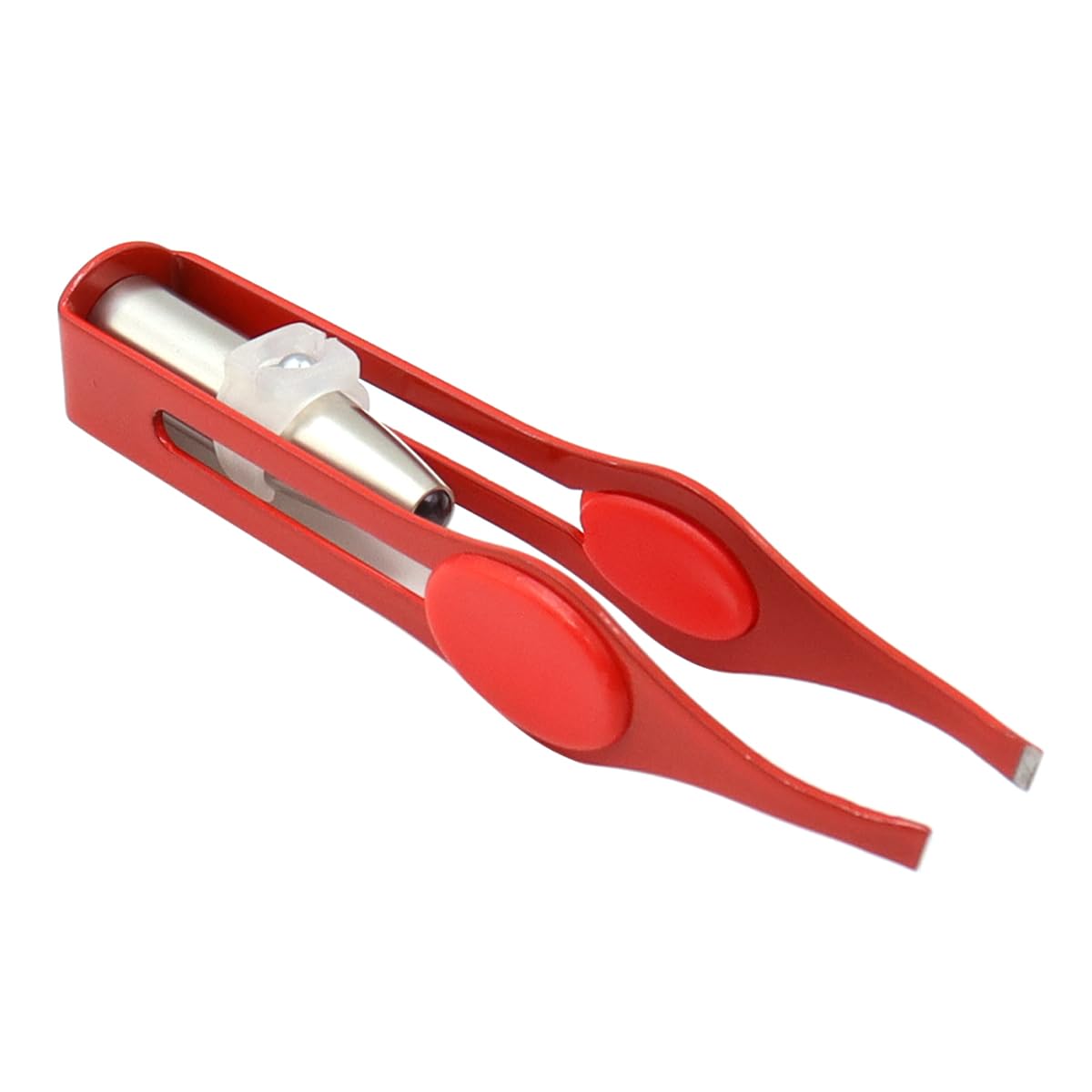 POFET Pinzas de Belleza con luz LED - Set de 2 de Acero Inoxidable para Depilación Precisa de Pestañas y Cejas, con Luz para Hombres y Mujeres (Rosa y Rojo)