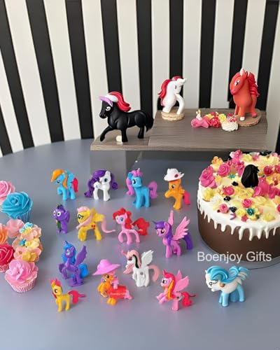 Image of BOENJOY Gifts - Action Figures /Unicorn Figures - Set of 12 Figures - Action Figures for Office Desk Study Table Decor| 7 cm | Cake Toppers 12 Pcs
