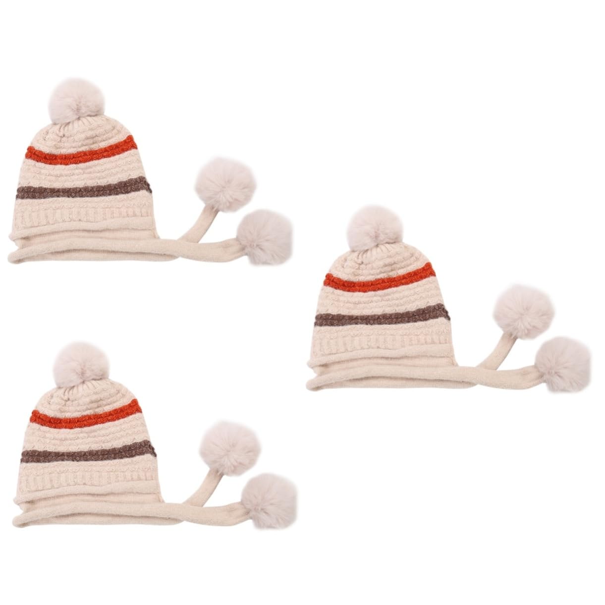 GALPADA 3pezzi Cappello Invernale Donna Lana Con Pompon Berretto Caldo e Morbido Per Sci e Attività All Aperto Beige Per Adulti e Ragazze