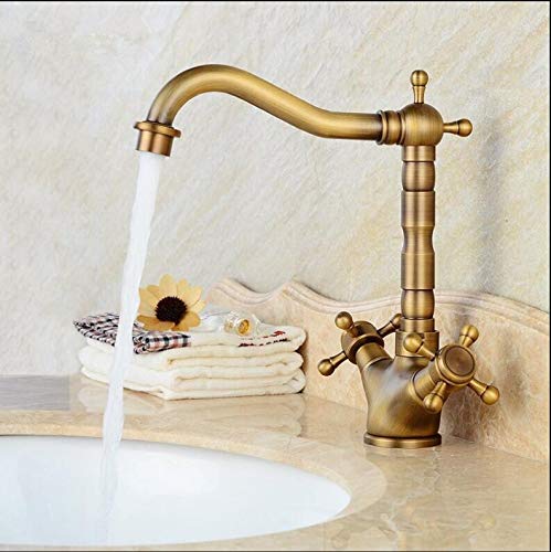 Robinet de lavabo rétro en bronze pour salle de bain familiale