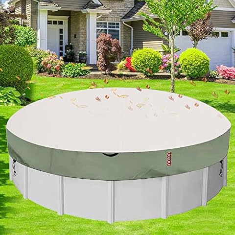 LXKCKJ Ground Round Swimming Pool Cover Portable Inflatable Swimming Pool Cover, 420D Waterproof Oxford Cloth Swimming Pool Cover (10FT, Light Green & Beige) Cover