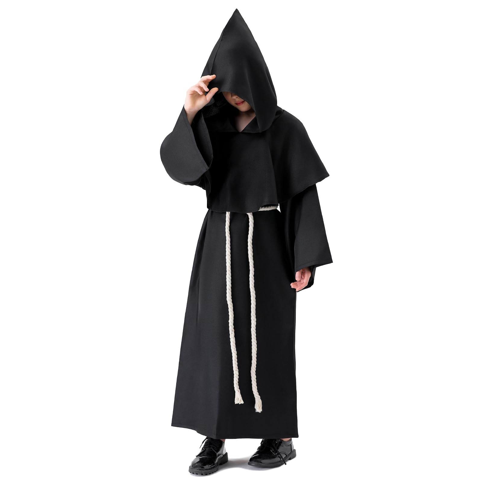 Banchif Costume Bambino Medievale Halloween Bambino Costume Monaco Sacerdote Accappatoio Costume di Carnevale da Bambino Con Cappuccio e Monaco Medievale