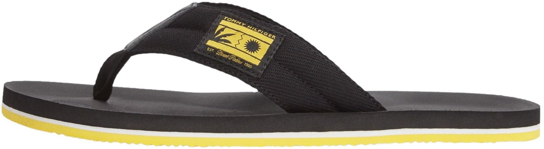 Tommy Hilfiger Men Comfort Patch Beach Sandal FM0FM05900 Flip Flops, BLACK, 11