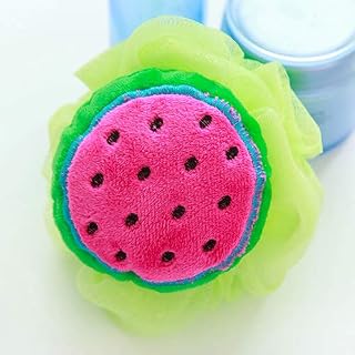 Brussels08 Soft Fruit Shape Bath Puff Body Foam Bubble Net Ball Body Scrubber Bath Shower Sponge Pouf Loofahs Mesh Shower Ball Loofah Bath Sponge for Kids Adults Beauty Bathing Watermelon