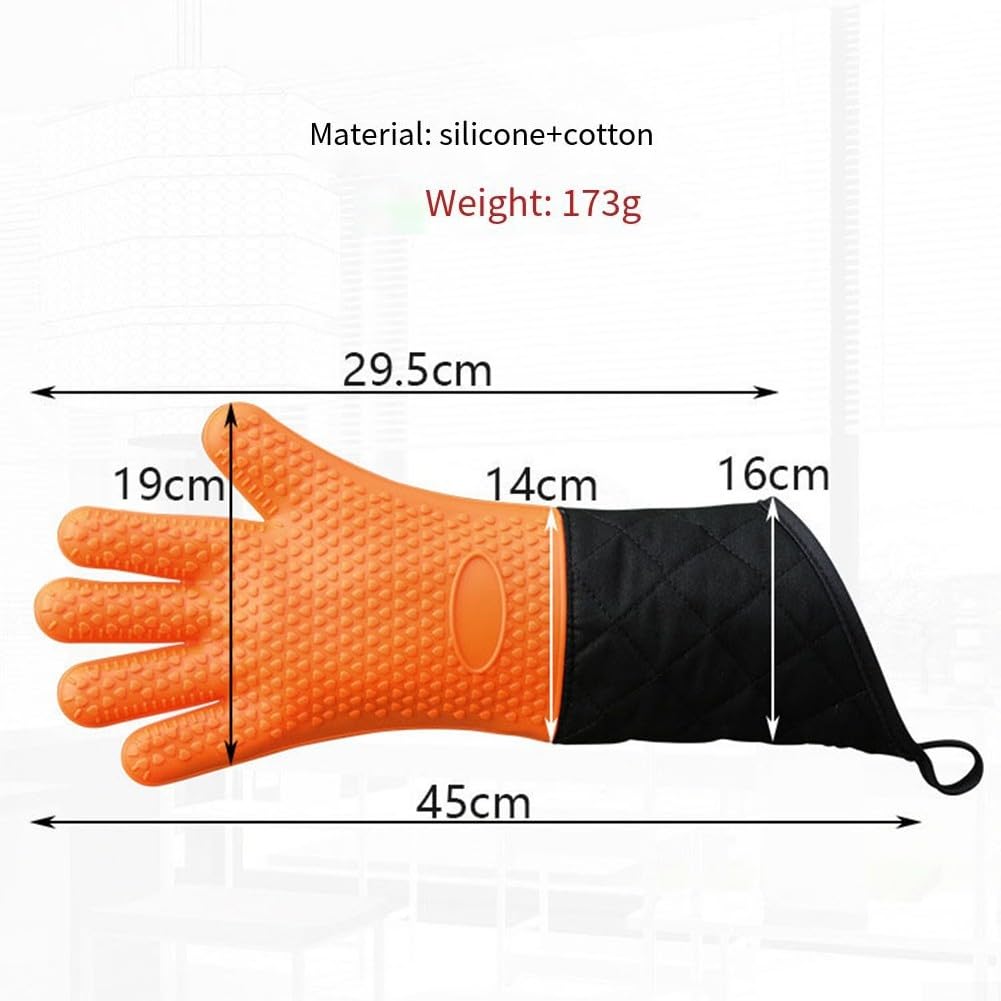 Guantes de barbacoa resistentes al calor con protección de brazo largo, antideslizantes e impermeables (rojo)