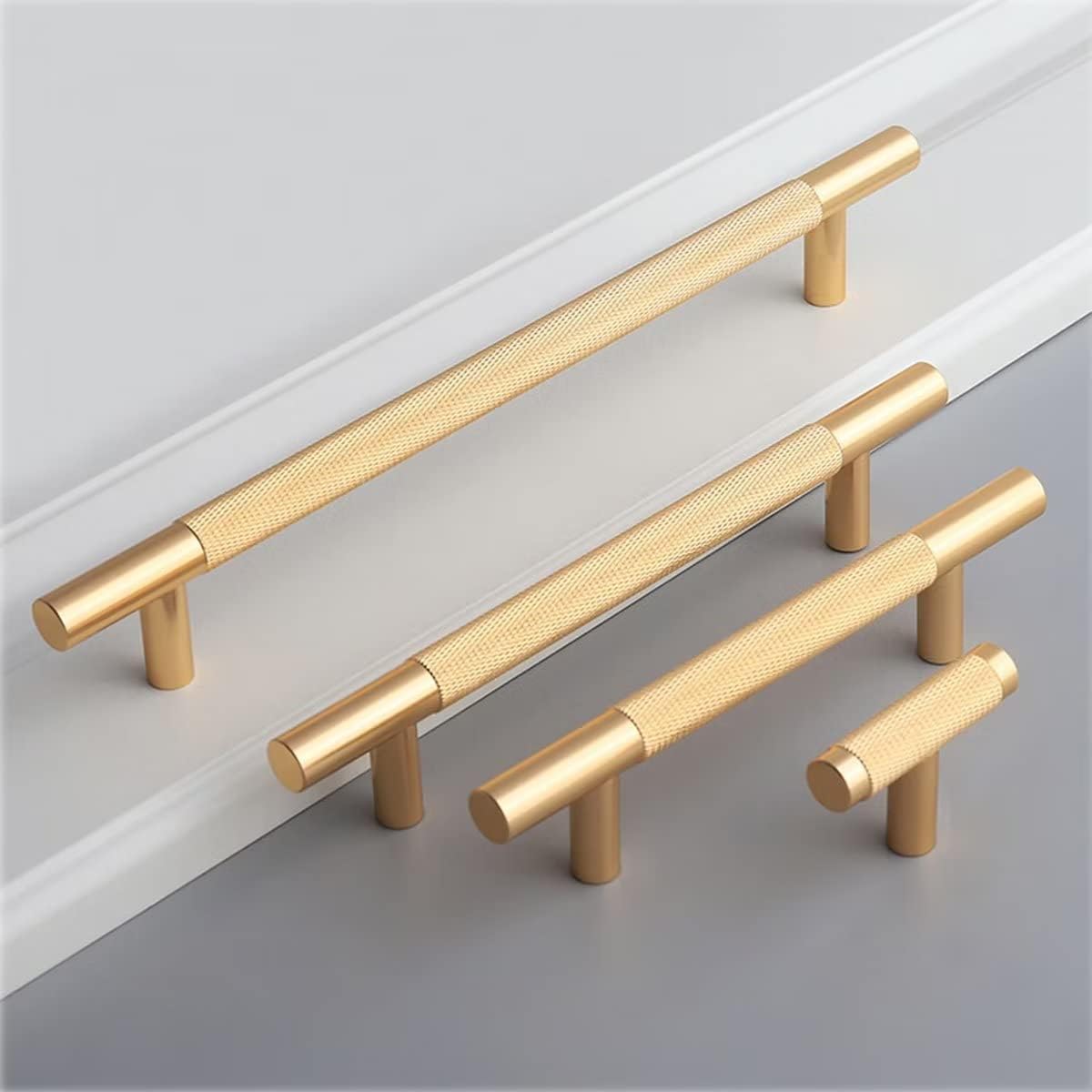 10Pcs Kitchen Cabinet Door Handles T Bar Drawer Pulls Knobs - Golden Drawer Pulls Cabinet Hardware for Kitchen Cupboard, Bedroom Dresser Drawer,Wardrobe