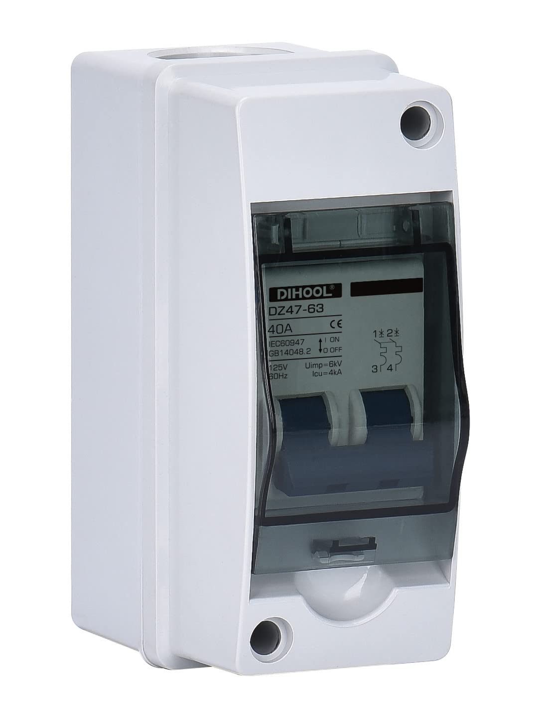 40 Amp 2P AC100-125V Miniature Circuit Breakers with IP65 Waterproof Distribution Box (16A 20A 32A 63A Optional) DIN Rail MCB: Tools & Home Improvement