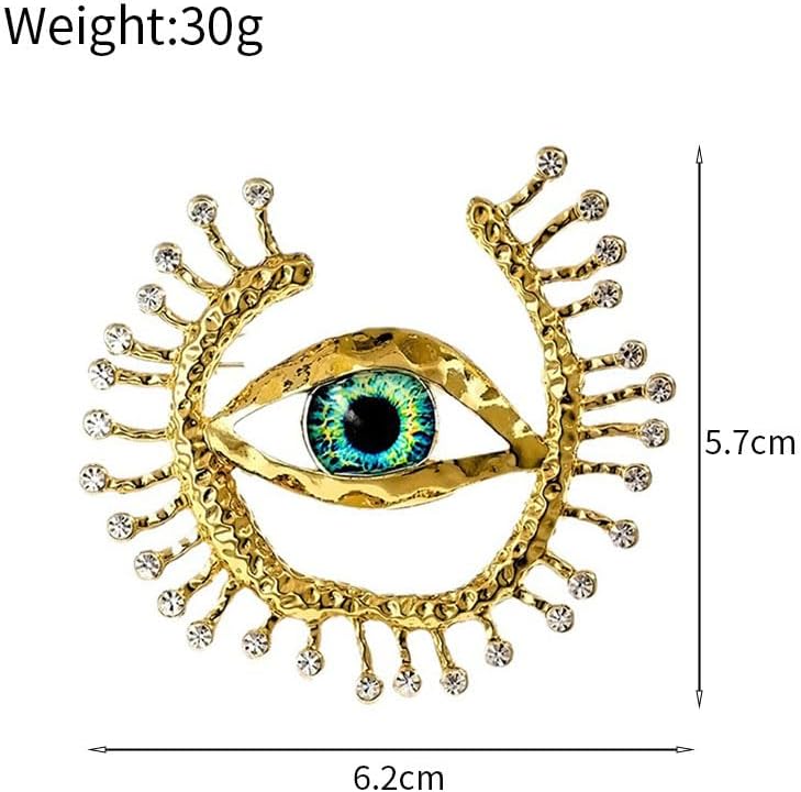 Vintage Evil Eye Brooch Pin Good Lucky Crystal CZ Evil Eye Lapel Pin for Women Unique Rhinestone Big Devil's Eye Brooch Wedding Party Birthday Coat Suit Dress Accessories Gifts image 5