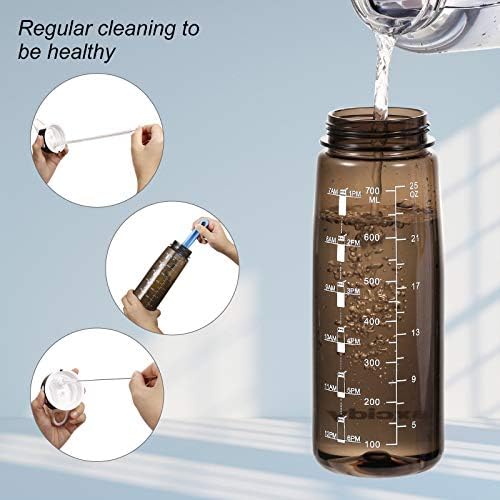GHONLZIN Water Bottle, 800ml Fitness Sports Water Bottle with Time Marker Tracker for Measuring Daily Water Intake 100% BPA-Free Dishwasher Safe for Athletic,Excerise