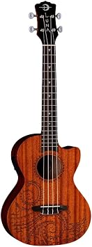 LUNA UKE TTN MAH EL Uke Tattoo Mahogany Tenor w/Preamp Ukelele Guitar - Open Pore Natural Finish