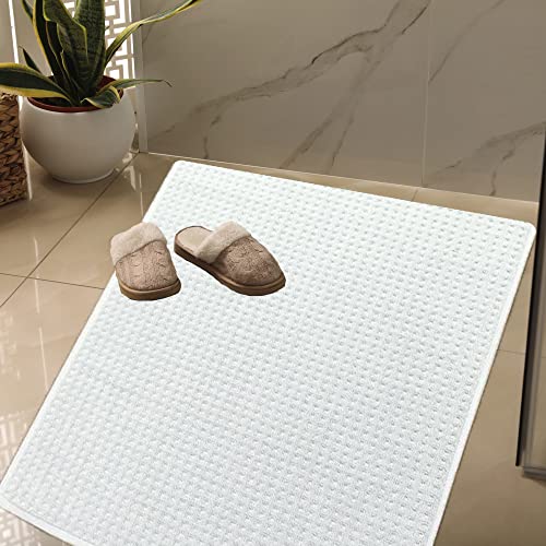 Olivia Rocco LUXE Bath Mat Washable Bathroom Mat Extra Water Absorption Quick-drying 850 GSM Bath Toilet Mats Super Soft Egyptian Cotton Rugs 50x80 cm (White) - Image 3