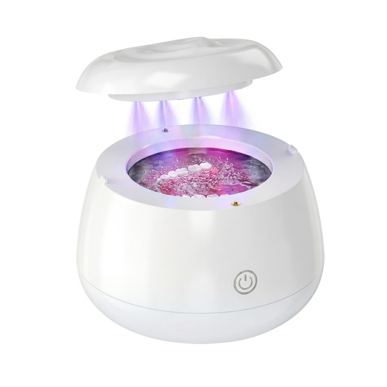 LA MIERE Pulitore ad ultrasuoni aggiornato da 48 kHz, capsula per la pulizia dentale da 200 ml con 4 luci UV-C e 4 modalità, detergente sonico per allineatori, guardia notturna, paradenti, spazzolini