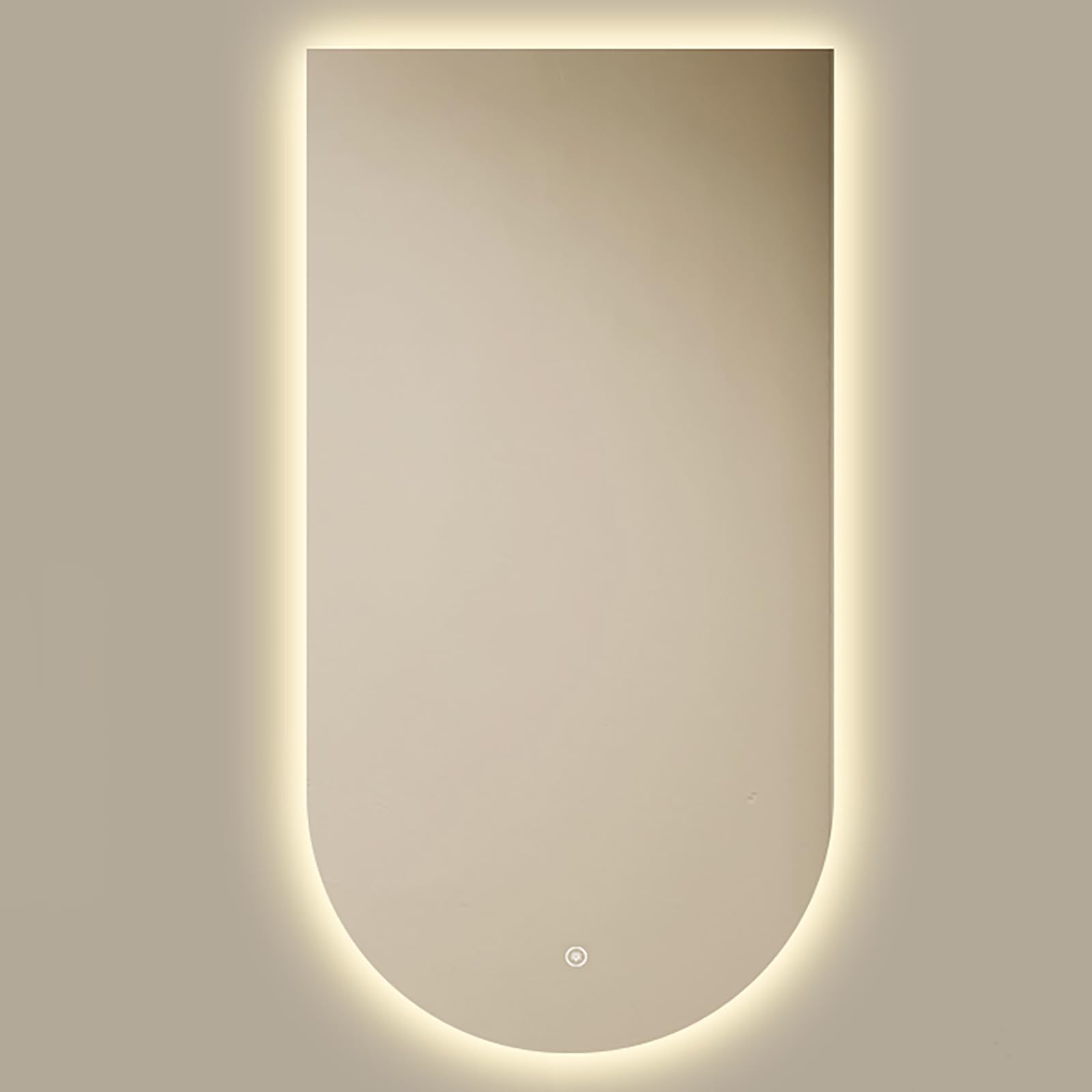 Atwnjkp 3 Colours Led Bathroom Mirror 50X80cm(19.7X31.5in) – Frameless Arched Wall Mounted Vanity Mirror, 3-Colour Dimmable Lighting, Touch Control, For Makeup Area And Hallway