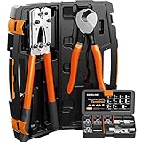 🧰【HERVORRAGENDE QUALITÄT】Professionelle Crimpzange 6-50 mm² Dieses Drahtcrimper wird aus hochwertigem Stahl # 45 gemacht,sind langlebig und rostfrei Nach dem ergonomischen Design nutzen die zwei 25CM lange Griffe die Hebelstruktur und lassen sich leichter schließen, um beim Crimpen mindestens 50 % der Arbeitskraft einzusparen.um auch nach vielen wiederholten Crimpvorgängen hochwertige Crimpeffekte zu gewährleisten.