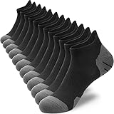 PAPLUS Womens Ankle Compression Running Socks 6 Pairs, Cushioned Low Cut Athletic Socks with Arch Support, Black