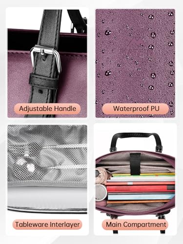 MATEIN Laptop Handbags for Women with Lunch Box Pocket, 17 Inch Large Leather Work Purse, Elegant Zippered Tote Bag, Waterproof & Lightweight Shoulder Bag with Multi-compartment for Office & Travel — view 6