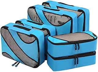 Amazon Brand - Eono Packing Cubes Travel Luggage Organizers Suitcase Organizer Packing Organizers - 6-Set (2L+2M+2Slim), Dark Blue