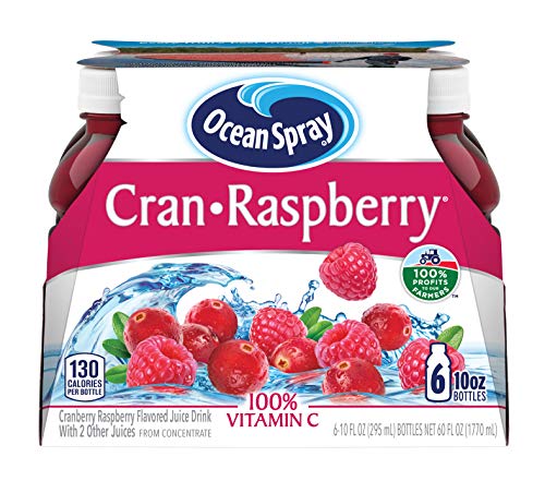 Image of Ocean Spray Cran-Raspberry Cranberry Raspberry Juice Drinks, 10 Fl Oz Bottles, 6 Count (Pack of 4)