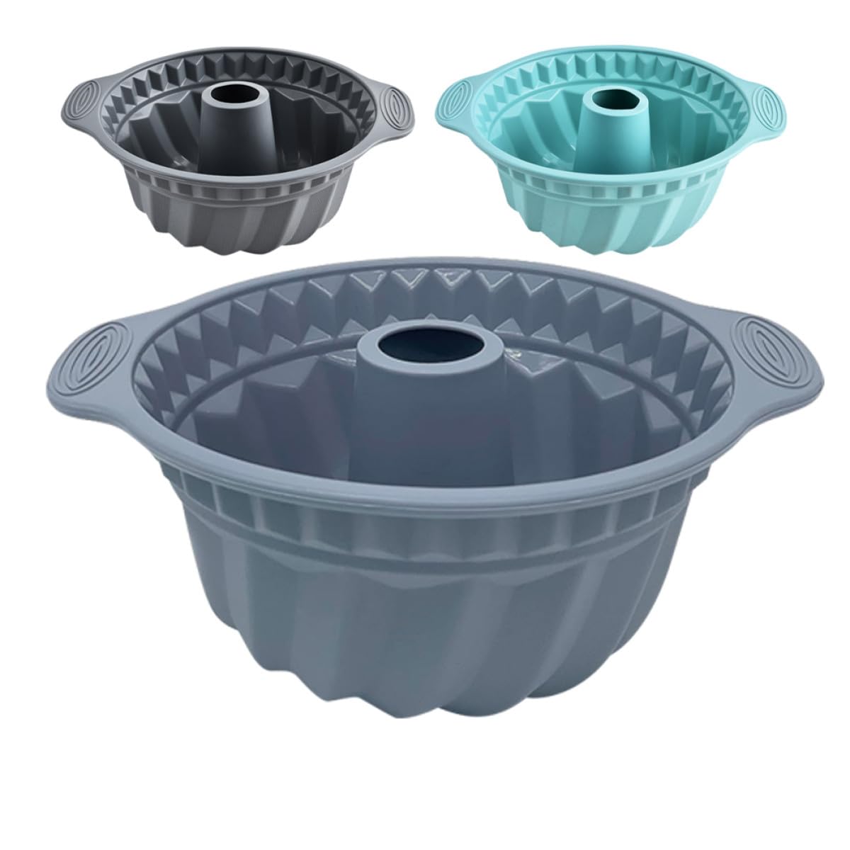 BETOOKY Set 3 Stampi da Forno in Silicone per Dolci, Forma Tonda e Scanalata Foro a Stufa, Riutilizzabili e Flessibili per Cottura in Casa e Lavastoviglie