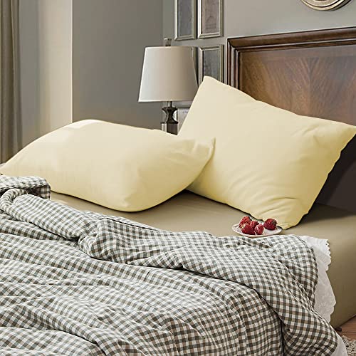 Image of Soft Pillow Covers 17 x 27 Inches - Egyptian Cotton 600 Thread Count Set of 2 Pillow Cover Set Envelope Closure Hotel Quality Pillowcase - Ivory