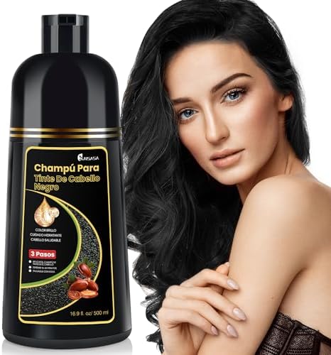 KAISASA Xampu Tintura Preto 3 em 1 – Shampoo Instantâneo 500ml, C...