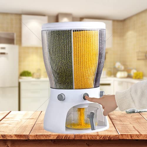 GStorm Food Grain Storage Container,Rotating Sealed Rice Bucket Household Grain Storage Box Kitchen Storage Tank for Cereal, Candy, Coffee Bean, Grain, White