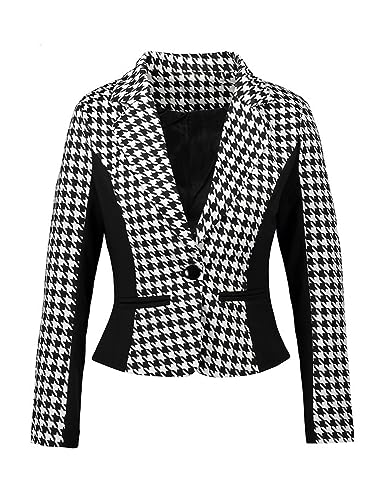 Manteau blazer pied-de-poule femme costume coupe tailleur chic