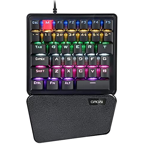 CHONCHOW Mechanische Gaming-Tastatur, Einhand-Tastatur, blau, MX-Schalter, RGB, LED, kompakt, hintergrundbeleuchtet, geflochtenes Kabel Cover