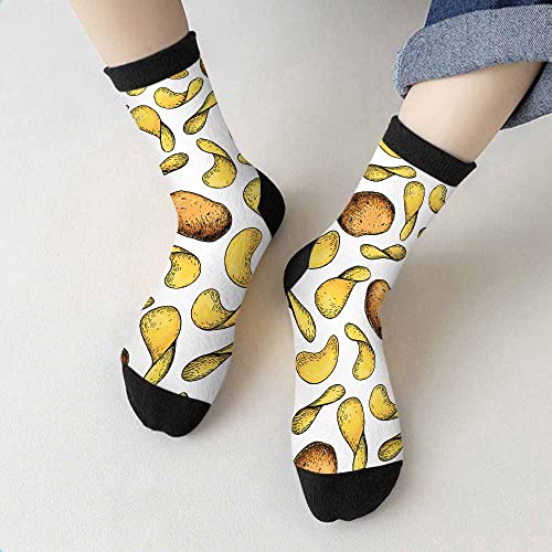 Image of Red Striped Crew Socks for Woman Size 6-8 Christmas Tree Moose Snowflake Dots Lines Girls Socks
