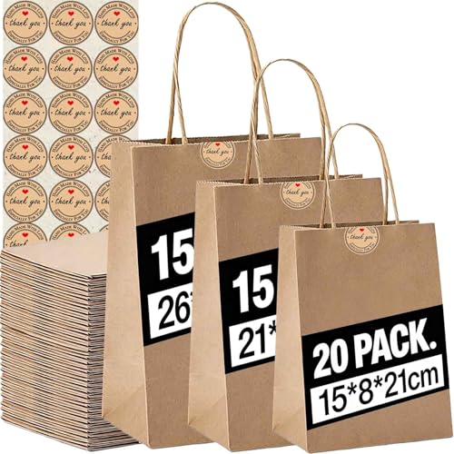 Sacs cadeaux de tailles mixtes en papier kraft avec poignées pour entreprise