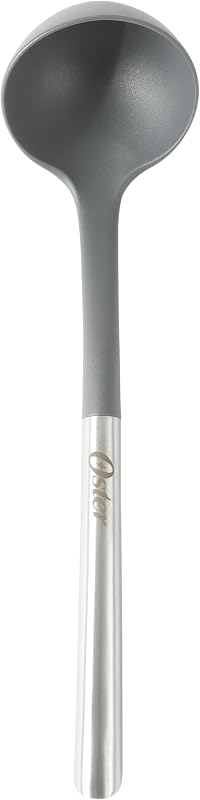 Chadswyck Cucharón de cocina de 13 pulgadas, cabezal de silicona resistente al calor, mango de acero inoxidable, seguro para utensilios de cocina antiadherentes, apto para lavavajillas